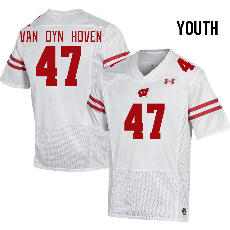 Youth #47 Evan Van Dyn Hoven Wisconsin Badgers College Football Jerseys Stitched Sale-White - Click Image to Close